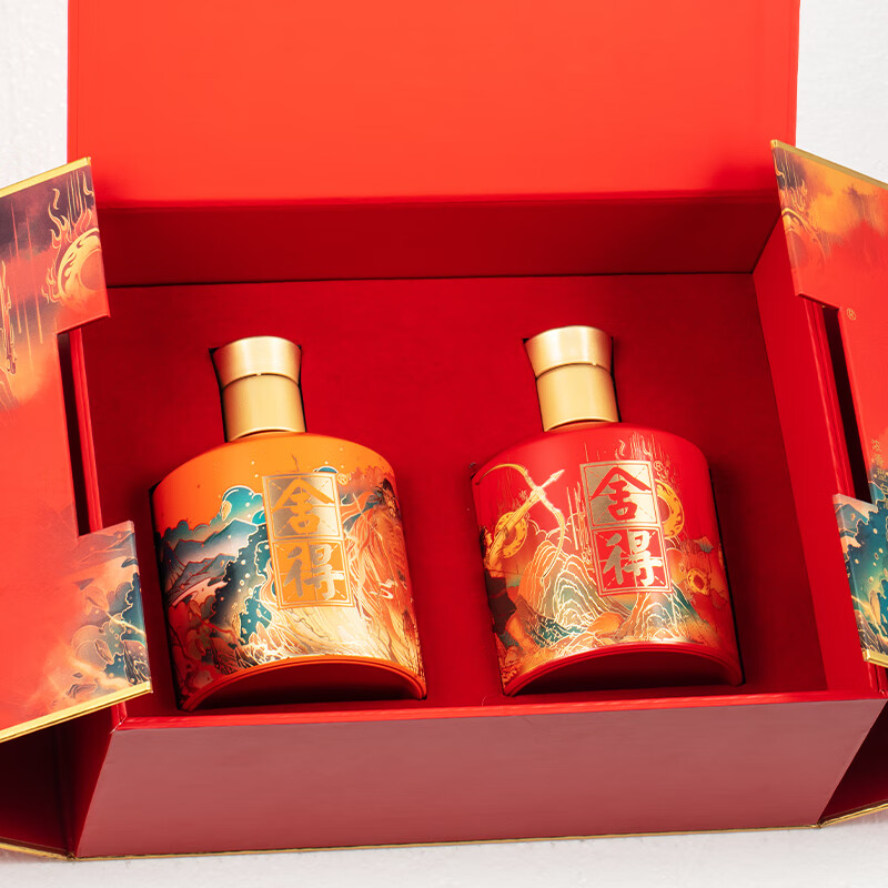 舍得52度品味中国神话人物套装浓香型白酒500ml*2/盒【出口版】_500ml*2